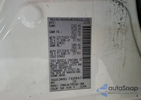 2020 Nissan Rogue S from USA, damaged, VIN 5N1AT2MV8LC760947